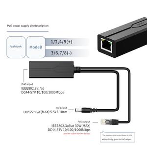 Convertisseur PoE RJ45 3 ports 5.5x2.1mm IEEE802.3AF/AT 1000 Mbps Gigabit avec sortie d'alimentation 48V vers 12V pour caméras CCTV/IP - Product Image 2