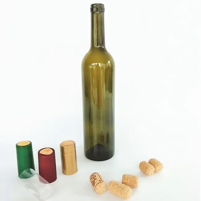 Prezzo all'ingrosso 750ml antico verde bordeaux bottiglia di vino vuota bottiglia di vetro di vino rosso produttore cinese