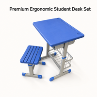 Ensemble bureau et chaise d'étudiant Honghao, couleur personnalisable, structure métallique, pour salle de classe scolaire