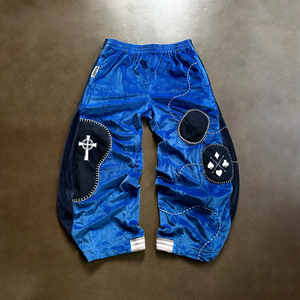 DiZNEW 2025 <span class=keywords><strong>Pantaloni</strong></span> Larghi Produttore Leader Puro Cotone Blu Felpato Caldo e dal Design Unico <span class=keywords><strong>Pantaloni</strong></span> da Uomo Moda Avanguardista - Product Image 3