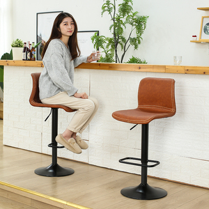 Silla de Cocina Alta Giratoria Negra Ajustable Estilo <span class=keywords><strong>Bistro</strong></span> Retro para Barra de Desayunos - Product Image 5
