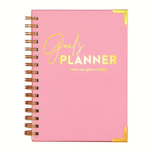 Exquisite A5 Weekly Planner <strong>Notebook</strong> 100 Sheets Spiral Binding PU Leather Cover Gift Letter Tag <strong>Index</strong> Schedule Daily English - Product Image 1