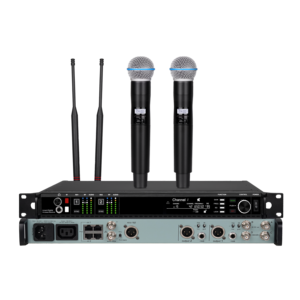 Système de microphone sans fil à double canal XRL AD4D-3 avec réduction du bruit, micro portable pour scène et karaoké - Product Image 1
