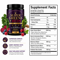 Poudre de Super Aliments Verts et Rouges OEM Marque Privée – Complément de Fruits, Légumes et Champignons, Antioxydants, Prébiotiques, Enzymes Digestives