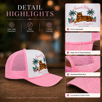 Dymf Großhandel Individuelles Logo Palmen-Design Strand-Urlaubs-Baseballkappe 5-Panel Schaumstoff-Trucker Sport-Golf-Seilhut