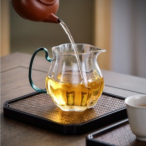 Glass Fairness <b>Cup</b> High Borosilicate Thick Bottom Dark Green Handle <b>Tea</b> Brewing <b>Set</b> Translucent For Adults Gift - Product Image 4