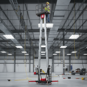 4m-<span class=keywords><strong>10m</strong></span> 전동 리프팅 플랫폼 이동식 수직 유압 알루미늄 합금 리프트 단일 마스트 고소작업대 - Product Image 6