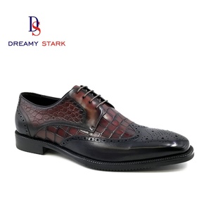 Chaussures habillées Oxford confortables pour hommes, en cuir véritable de haute qualité, faites à la main, avec deux motifs gaufrés, logo personnalisé, marque originale, collection automne - Product Image 1