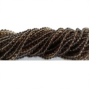 Perles de pierre de cristal de quartz fumé naturel de 8 mm, brins de perles semi-précieuses sculptées, perles lâches artisanales pour la décoration intérieure, provenant du Gujarat - Product Image 1