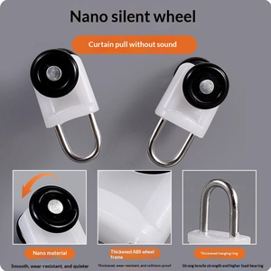 Современный ручной алюминиевый карниз для штор, выдвижной потолочный трек с бесшумными роликами и крючками, экологичный - Product Image 6