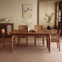 Table à manger rectangulaire simple en bois massif, table et chaises de style japonais, adaptée aux salles à manger et aux villas