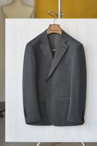 628 100% Wol Nieuwe Zakelijke Grijze Halve Canvas Heren Pak Semi-Hennep Voering Proces Pak Set - Product Image 5