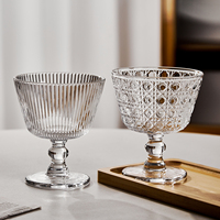 Bol en verre rétro gaufré motif tournesol pour crème glacée, yaourt et petit-déjeuner