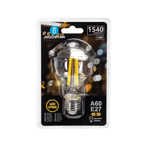 Ampoule LED A60 E27 14W avec filament transparent, idéale pour l'éclairage décoratif et efficace dans les foyers et les espaces - Product Image 2