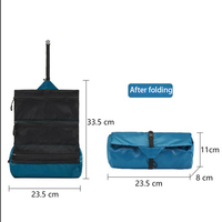 Trousse de Toilette Suspendue de Voyage, Organisateur de Kit de Lavage à 3 Compartiments en Maille Ripstop, Portable pour Maquillage, Douche, Cosmétiques, Salle de Bain, Camping avec Crochet