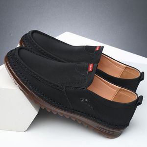 Mocasines de Cuero para Hombre, Punta Redonda, Sin Cordones, Transpirables, Suela de Goma, Zapatos Casuales de Negocios - Product Image 4