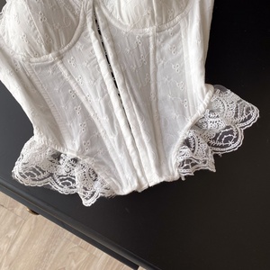 Top Corset <span class=keywords><strong>Femme</strong></span> Blanc Sexy à Col en V, en Dentelle Douce et Transparente avec Découpes - Product Image 3