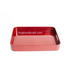 Plateau de service rectangulaire en bois laqué, fait à la main, écologique, de qualité commerciale, décoratif, durable, pour la restauration - Product Image 2