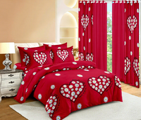 Parure de Lit 10 Pièces Style Américain Comprenant Drap Plat et Cantonnières à Motif Floral pour Chambre
