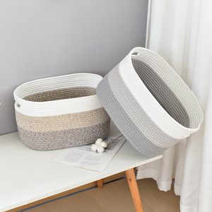 Cotton Woven Storage Basket Rectangle Foldable <b>Laundry</b> Basket Clothing Organizer 100% Cotton Fabric - Product Image 3