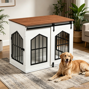 Meuble de cage <span class=keywords><strong>pour</strong></span> <span class=keywords><strong>chien</strong></span> moderne <span class=keywords><strong>pour</strong></span> salon, avec <span class=keywords><strong>porte</strong></span> coulissante et construction robuste, <span class=keywords><strong>pour</strong></span> animaux de compagnie de petite, moyenne et grande taille - Product Image 1