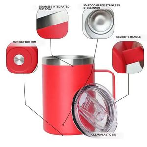 Mug isotherme de 12 oz avec poignée, en acier inoxydable à double paroi, avec revêtement par pulvérisation, pour le bureau, pour boissons chaudes et froides - Product Image 2