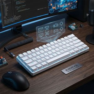 คีย์บอร์ดเกมมิ่งแบบมีสาย RGB Mechanical 61 ปุ่ม USB สีรุ้ง ดีไซน์ตามหลักสรีรศาสตร์  Hot Swap คีย์บอร์ดเกมเมอร์แบบมีสาย - Product Image 3