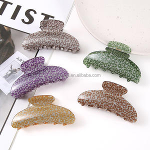 BELLEWORLD versión coreana <span class=keywords><strong>de</strong></span> moda acrílico Accesorios Para El Pelo Mujer 9,8 cm mujeres niñas pinza para el cabello leopardo Floral pinza para el cabello - Product Image 3