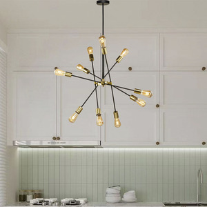 Lámpara Colgante de Cocina Lineal Sputnik de Latón de 10 Luces Estilo Industrial Vintage Waycross, Luz Blanca Cálida, Tamaño Mediano para Uso Doméstico - Product Image 6
