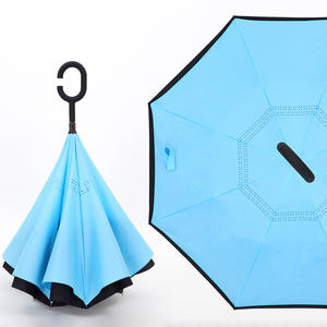 New Design Custom C Handle Manual Windproof Reverse Inverted Straight <b>Umbrella</b> Double Layer Business Gifts - Product Image 1