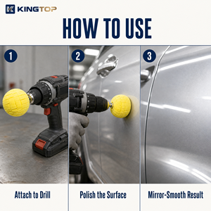 KINGTOP PB-26 Boule de polissage en mousse pour coins morts 80mm avec tige de fixation métallique pour la retouche de peinture automobile et le lustrage de carrosserie - Product Image 3