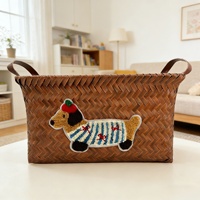Panier de rangement tissé pour linge sale avec poignées en cuir PU, panier imitation rotin pour chambre et salle de bain