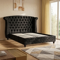 Lit simple classique royal en bois personnalisé, style européen, en cuir rose fantaisie et tissu de luxe français, pour chambre à coucher