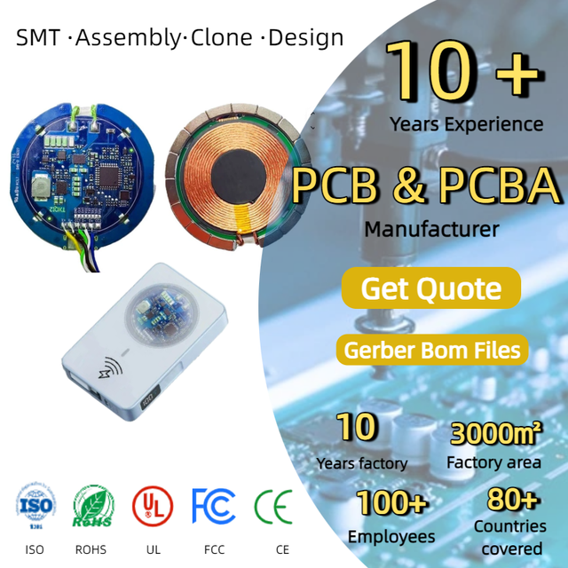 Custom 100W GaN Wireless Charger PCBA 15W/20W Coil Assembly Board for Fast Charging Devices FCC/CE Certified Circuit Protection