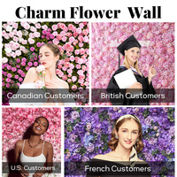 Großhandel Rabatt 1*1m künstliche Blumen Hochzeits dekoration weiße Blumen Hintergrund Rose Blumen wand