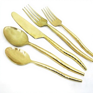 Juego de Cubiertos de Acero Inoxidable Chapado en Oro Mate de Lujo Moderno, Cubiertos Elegantes de Primera Calidad para Bodas, Ocasiones Especiales y Regalos - Product Image 1
