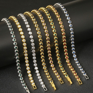 Multi Color Cubic Zirconia Tennis <b>Bracelet</b> 14K Gold Plated Stainless Steel Tarnish Resistant Waterproof <b>Bracelet</b> for Women - Product Image 6