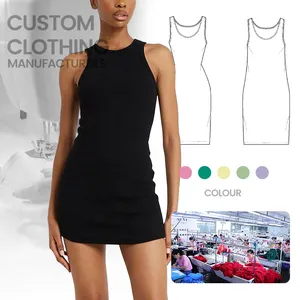 2024 Custom New Model Black Dresses Short Sleeve Slim Bodycon Dresses For Womens Clothing lady Elegant Women's Casual Dress