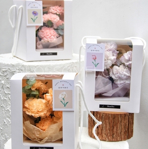 Giấy Hoa bó hoa hộp với lớn PVC cửa sổ và dây thừng xử lý hoa sắp xếp túi giấy hộp - Product Image 3