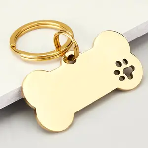 Hersteller individualisierte personalisierte einfarbige Edelstahl-Schlüsselanhänger Halskette Anhänger Haustier-ID-Tags Hundetag für Gravur