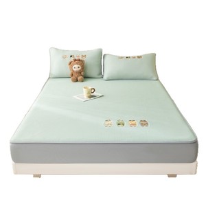 Hongchang Ice Silk Cooling Mat Set 1.2m 1.5m 1.8m Bed Breathable Fitted Sheet Machine Washable Cartoon Embroidered Summer - Product Image 1