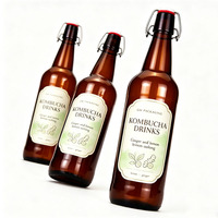 Bouteilles de bière en verre ambré à bouchon basculant en gros, 330 ml, 500 ml, 750 ml, 1000 ml, bouteille de bière en verre de qualité alimentaire avec bouchon à clapet