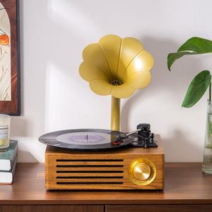 Tocadiscos de Vinilo Retro Vintage de Madera, Reproductor de Discos LP, Grabador de Vinilo, 5W, 2 Altavoces, Reproductor de Tarjetas SD y TF - Product Image 3