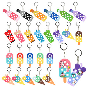 Niedlicher, weicher PVC-Gummi-Schlüsselanhänger mit Löchern, Schuh-Charm, DIY-Taschenanhänger, Flaschen-, Eiscreme-, Milchtee-Tassen-Form, Rohling-Schlüsselanhänger mit Löchern - Product Image 1
