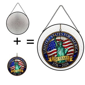 Stained Glass Suncatcher Pendant Usa 250th Anniversary Window <b>Wall</b> <b>Decor</b> - Product Image 1