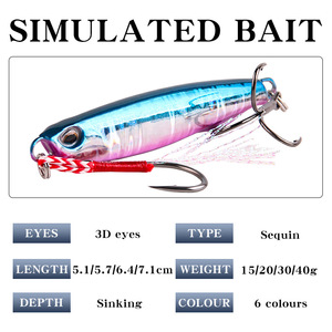 Cross Border Vibra <b>Lure</b> Jig 15g 20g 30g 40g Double Hooks Artificial Bait for Bass Mandarin <b>Fish</b> Blackfish Sea Bass - Product Image 5