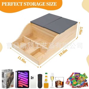 Wooden Remote <b>Control</b> Storage Box Flip Top Compartmentalized Solid Wood Sofa Organizer Rectangular <b>Standing</b> Type - Product Image 5