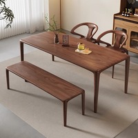 Table de salle à manger rectangulaire en bois massif de noyer noir d'Amérique du Sud, grand plateau, bureau d'atelier pour salon et usage domestique