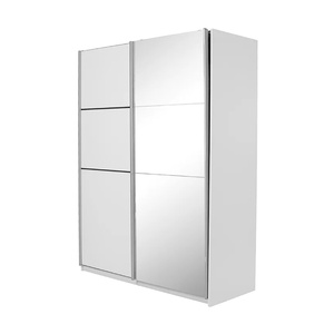 Armoire en bois blanche, fine et durable, avec 2 portes coulissantes, 1 tringle à vêtements et 4 étagères, idéale <span class=keywords><strong>pour</strong></span> la maison, l'appartement ou la chambre. - Product Image 6
