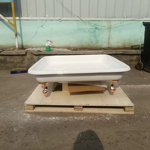 <span class=keywords><strong>Receveur</strong></span> <span class=keywords><strong>de</strong></span> <span class=keywords><strong>douche</strong></span> carré autoportant en fonte décoratif avec finition blanche, pieds en forme <span class=keywords><strong>de</strong></span> griffes, 42x42x11, drain central, traditionnel - Product Image 3